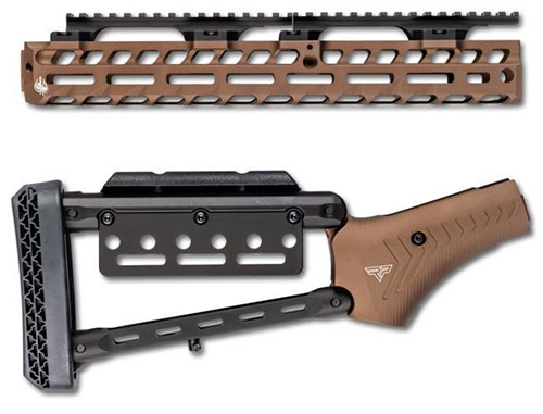 Costa Henry Pistol Grip Lever Stock Set i Root Beer tilbyr et lett aluminiumdesign, justerbar kinnstøtte og M-LOK-fester for maksimal tilpasning og komfort.